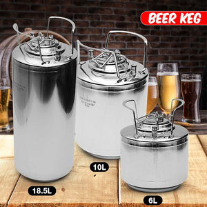 6/10/19L Stainless steel Ball Lock Beer Keg Growler for Craft Beer Dispenser System Home Brew Beer Brewing Metal Handles